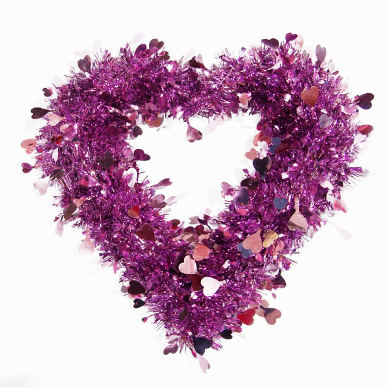Red Tinsel Heart Wreath Decorations - Heart Shaped Decor for Front Door Wall - Valentine Day Wreath Decorations Outdoor Indoor - Artificial Heart Decorations for Party, 12 Inch Home & Garden > Decor > Seasonal & Holiday Decorations Hardlegix Purple  