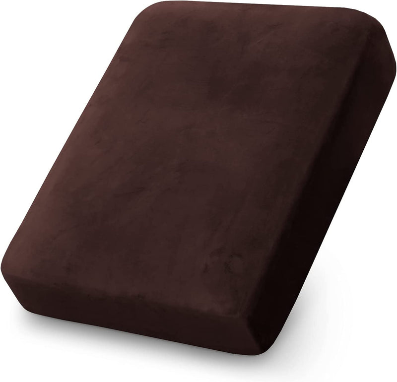 Stretch Velvet Couch Cushion Covers for Individual Cushions Sofa Cushion Covers Seat Cushion Covers, Thicker Bouncy with Elastic Edge Cover up to 10 Inch Thickness Cushions (1 Piece, Brown) Home & Garden > Decor > Chair & Sofa Cushions PrinceDeco Brown 1 