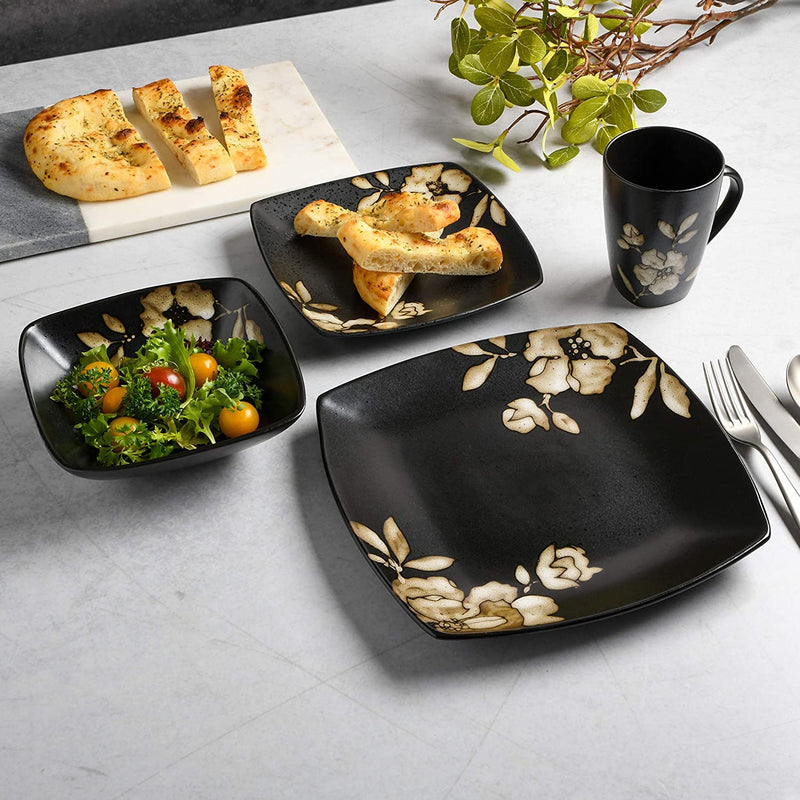 Gibson Elite Lanark 16-Piece Square Dinnerware Set, Black - Home & Garden > Kitchen & Dining > Tableware > Dinnerware Gibson Elite   