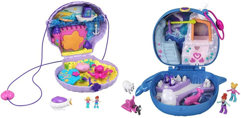 Polly Pocket Koala Adventures Wearable Purse Compact with Micro Polly Doll & Friend Doll, 8 Outdoor-Related Features, 5 Animals & Removable Vehicle Accessory, Great Gift for Ages 4 Years Old & Up Sporting Goods > Outdoor Recreation > Winter Sports & Activities Mattel Seashell + Compact  