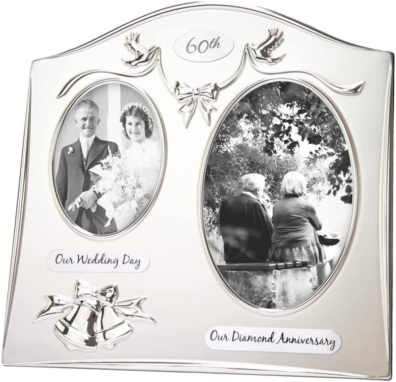 Haysom Interiors Traditional Two Tone Silver Plated 25Th Silver Anniversary Double Picture Frame Home & Garden > Decor > Picture Frames Haysom Interiors 60th  