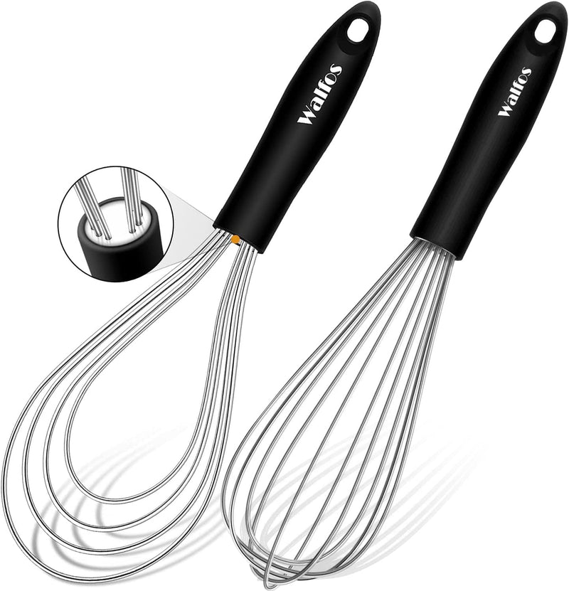 Stainless Steel Wire Whisk Set - 3 Packs Balloon Whisk, Thick Wire Wisk ＆ Strong Handles, Egg Frother for Cooking, Blending, Whisking, Beating and Stirring (8.5"+10"+11") Home & Garden > Kitchen & Dining > Kitchen Tools & Utensils Nobranded Balloon & Flat Whisk 1Pcs Flat+ 1Pcs Balloon Whisk Set 