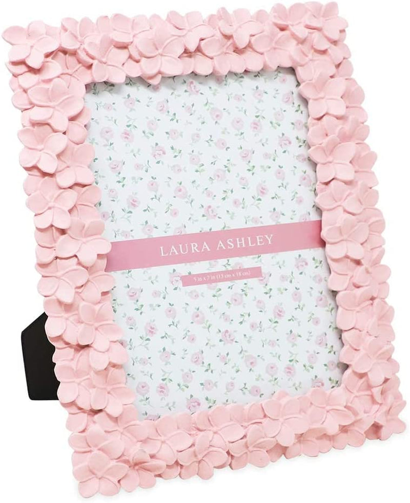 Laura Ashley 4X6 Pink Flower Textured Hand-Crafted Resin Picture Frame with Easel & Hook for Tabletop & Wall Display, Decorative Floral Design Home Décor, Photo Gallery, Art, More (4X6, Pink) Home & Garden > Decor > Picture Frames Laura Ashley Pink 5x7 