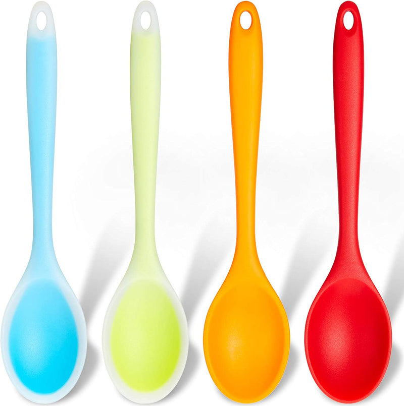 Large Silicone Spoons Nonstick Kitchen Mixing Spoon Silicone Serving Spoons Multicolored Silicone Stirring Spoon for Kitchen Cooking Baking Stirring Mixing Tools