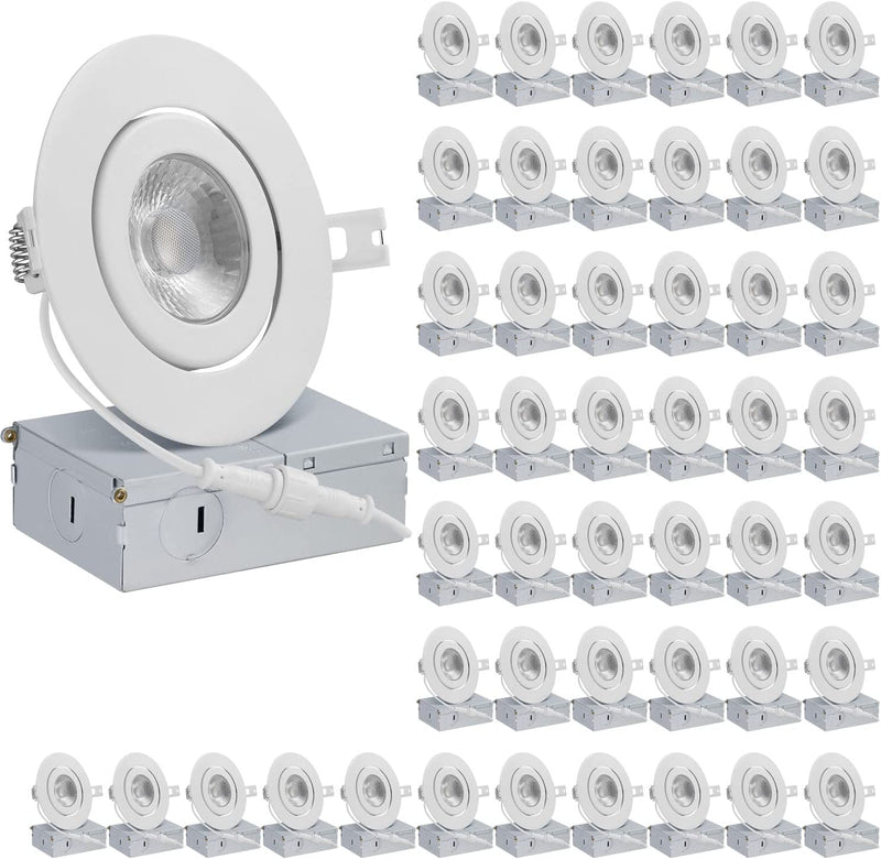 QPLUS 4 Inch Ultra-Thin Adjustable Eyeball Gimbal LED Recessed Lighting with Junction Box/Canless Downlight, 10 Watts, 750Lm, Dimmable, Energy Star and ETL Listed (5000K Day Light, 12 Pack) Home & Garden > Lighting > Flood & Spot Lights QPLUS 4000K Cool White 48 Pack 