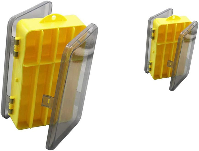 Toasis Two Sided Plastic Box Fishing Lure Storage Container Organizer Small Fishing Tackle Box Sporting Goods > Outdoor Recreation > Fishing > Fishing Tackle Beihai Global Enterprise Co., Ltd Yellow-2pcs  