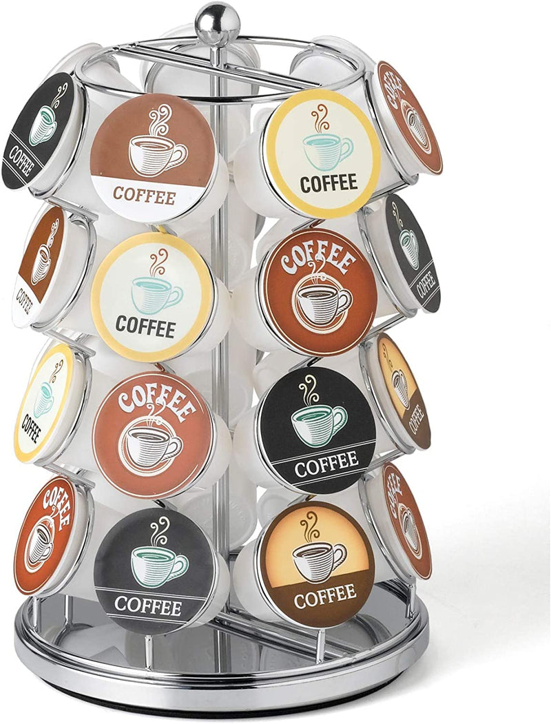 Nifty Coffee Pod Carousel – Compatible with K-Cups, 35 Pod Pack Storage, Spins 360-Degrees, Lazy Susan Platform, Modern Black Design, Home or Office Kitchen Counter Organizer Home & Garden > Household Supplies > Storage & Organization NIFTY 28 Pod Capacity|Chrome  
