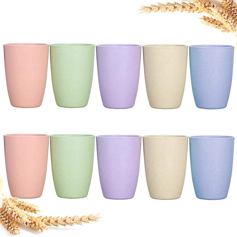 Eco-Friendly Unbreakable Reusable Drinking Cup (12 OZ), Wheat Straw Stackable，Biodegradable Healthy Tumbler Set 15, Reusable Bathroom Drinking Cup，Dishwasher Safe Home & Garden > Kitchen & Dining > Tableware > Drinkware DeeCoo 10 Count (Pack of 1)  