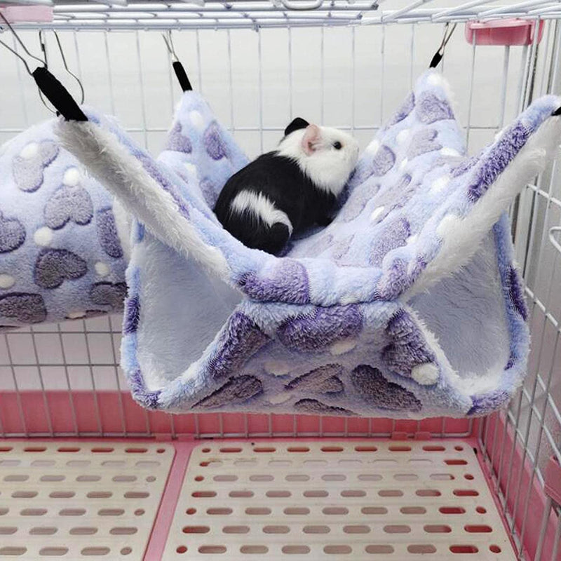 Qianly Hamster Hammock Warm Hanging Soft Hideout Cage Accessories Sleeping Playing Nest Toy House for Small Pet, Rat, Sugar Glider, Ferret, Purple Animals & Pet Supplies > Pet Supplies > Bird Supplies > Bird Cages & Stands Qianly   