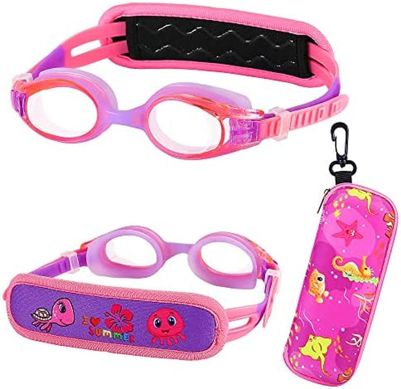 Ruigao Kids Swim Goggles Age 2-6, Toddler Goggles No Hair Pull, Swimming Goggles with Case/Soft Band Sporting Goods > Outdoor Recreation > Boating & Water Sports > Swimming > Swim Goggles & Masks RuiGao Pink for 3-5  
