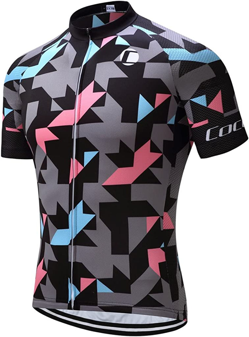 Coconut Ropamo CR Mens Cycling Jersey Short Sleeve Road Bike Shirt with 3+1 Zipper Pockets Breathable Quick Dry Sporting Goods > Outdoor Recreation > Cycling > Cycling Apparel & Accessories Coconut Ropamo 2038 Medium 