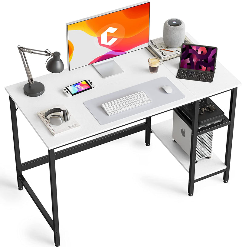 Cubicubi Computer Home Office Desk, 63 Inch Small Desk Study Writing Table with Storage Shelves, Modern Simple PC Desk with Splice Board, Black/Brown Home & Garden > Household Supplies > Storage & Organization CubiCubi White 47 inch 