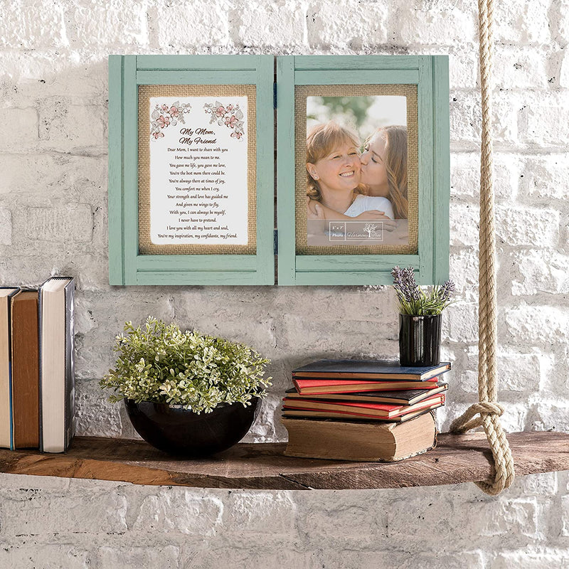 Gift for Mom from Daughter or Son - "My Mom, My Friend" Poem - Double 5X7 Hinged Picture Frame - Birthday, Mothers Day, Christmas, Valentines Day, Mother of the Bride, Mother of the Groom