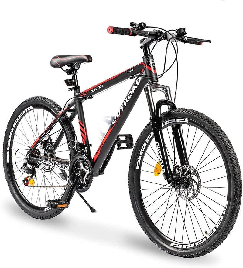 Max4Out Mountain Bike 20/26/27.5 Inch Wheel 7/21 Speed Mountain Bicycle for Men and Women, High Carbon Steel Frame Road Bike with Daul Disc Brakes Sporting Goods > Outdoor Recreation > Cycling > Bicycles Max4out X3-BLACK  