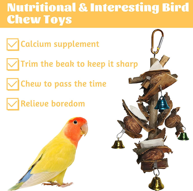 Fhiny Bird Chew Toys Natural Parrot Chew Toys, Bird Hanging Bite Bark Cuttlebone Walnut Wood Blocks Cage Bite Fun Chewing Toys for Parakeets Finch Budgies or Small Medium Birds Animals & Pet Supplies > Pet Supplies > Bird Supplies > Bird Toys Fhiny   