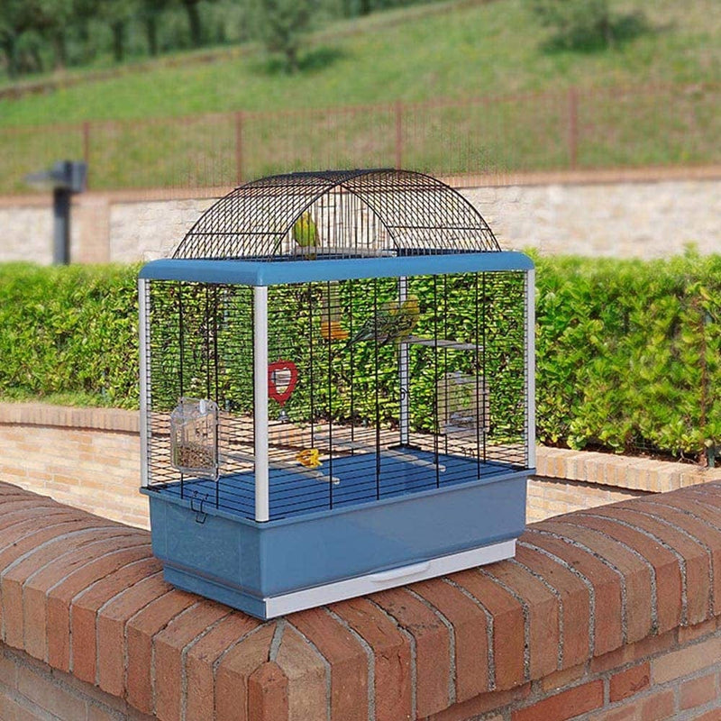 Ferplast Cage for Canaries and Other Small Exotic Birds PALLADIO 4, Complete with Accessories and Revolving Feeders, Painted Metal Black with Blue Plastic Frame and Bottom, 59 X 33 X H 69 Cm Animals & Pet Supplies > Pet Supplies > Bird Supplies > Bird Cages & Stands Ferplast   