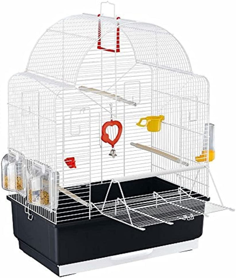 Ferplast Ibiza Open Bird Cage with Pearly White Bars, Black Base with Accessories, Medium Animals & Pet Supplies > Pet Supplies > Bird Supplies > Bird Cages & Stands Ferplast   