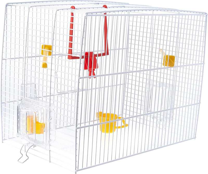 Ferplast Rectangular Cage for Small Exotic Birds and Canaries Rekord 2 Cage for Birds, Complete with Accessories and Revolving Feeders, Painted Metal White and Blue Plastic Bottom, 39 X 25 X H 41 Cm Animals & Pet Supplies > Pet Supplies > Bird Supplies > Bird Cages & Stands Ferplast   