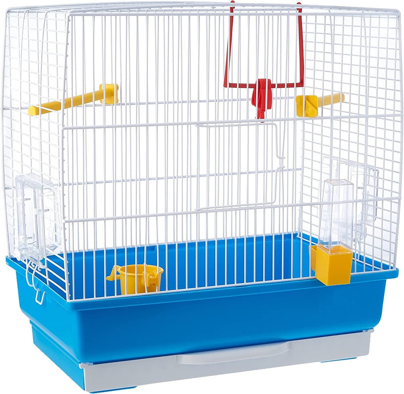 Ferplast Rectangular Cage for Small Exotic Birds and Canaries Rekord 2 Cage for Birds, Complete with Accessories and Revolving Feeders, Painted Metal White and Blue Plastic Bottom, 39 X 25 X H 41 Cm Animals & Pet Supplies > Pet Supplies > Bird Supplies > Bird Cages & Stands Ferplast   