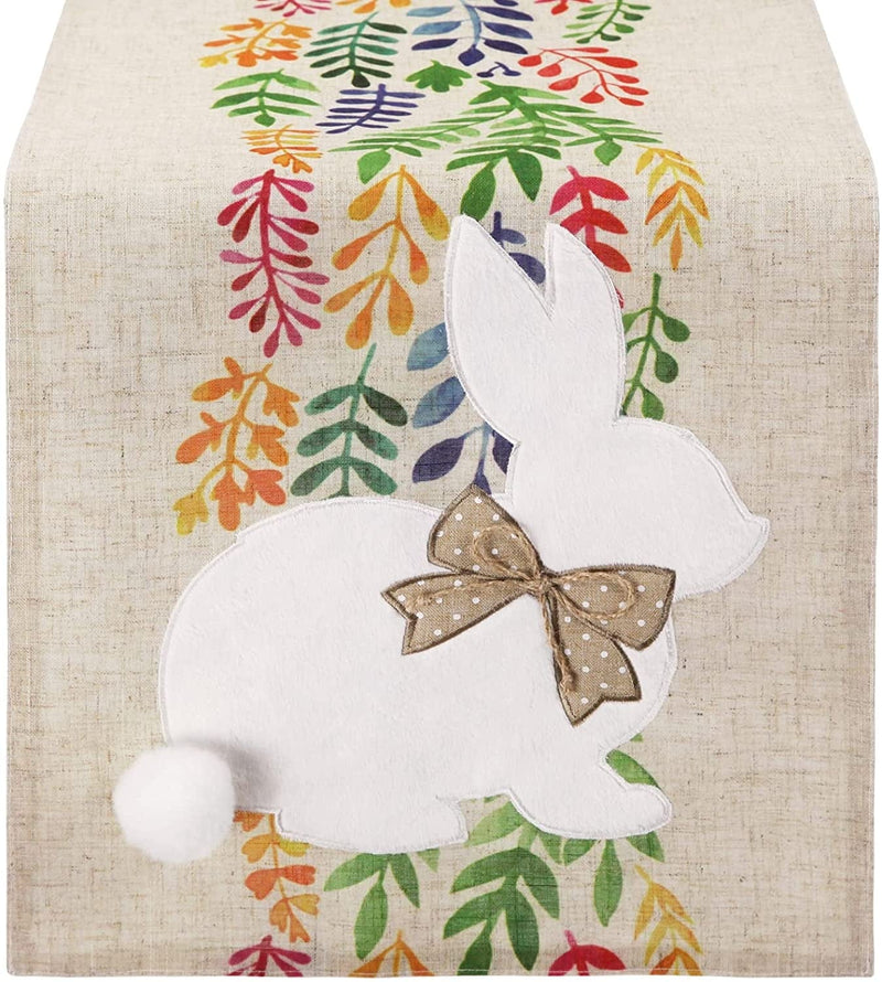 Feuille Easter Table Runner 68 Inch - Spring Table Runner Polyester Linen Easter Eggs, Perfect for Farmhouse Easter Decorations for Table Home & Garden > Decor > Seasonal & Holiday Decorations Feuille 14x72 inch  