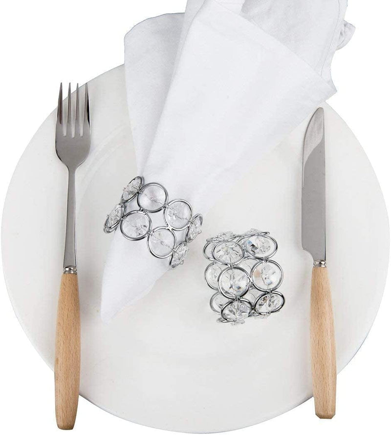 Feyarl Set of 4Pcs Silver Crystal Napkin Rings Handcraft Sparkly Napkin Rings Napkin Holders for Wedding Centerpieces Special Occasions Celebration Romantic Candlelit Banquet Festival Decoration Home & Garden > Decor > Seasonal & Holiday Decorations Feyarl   