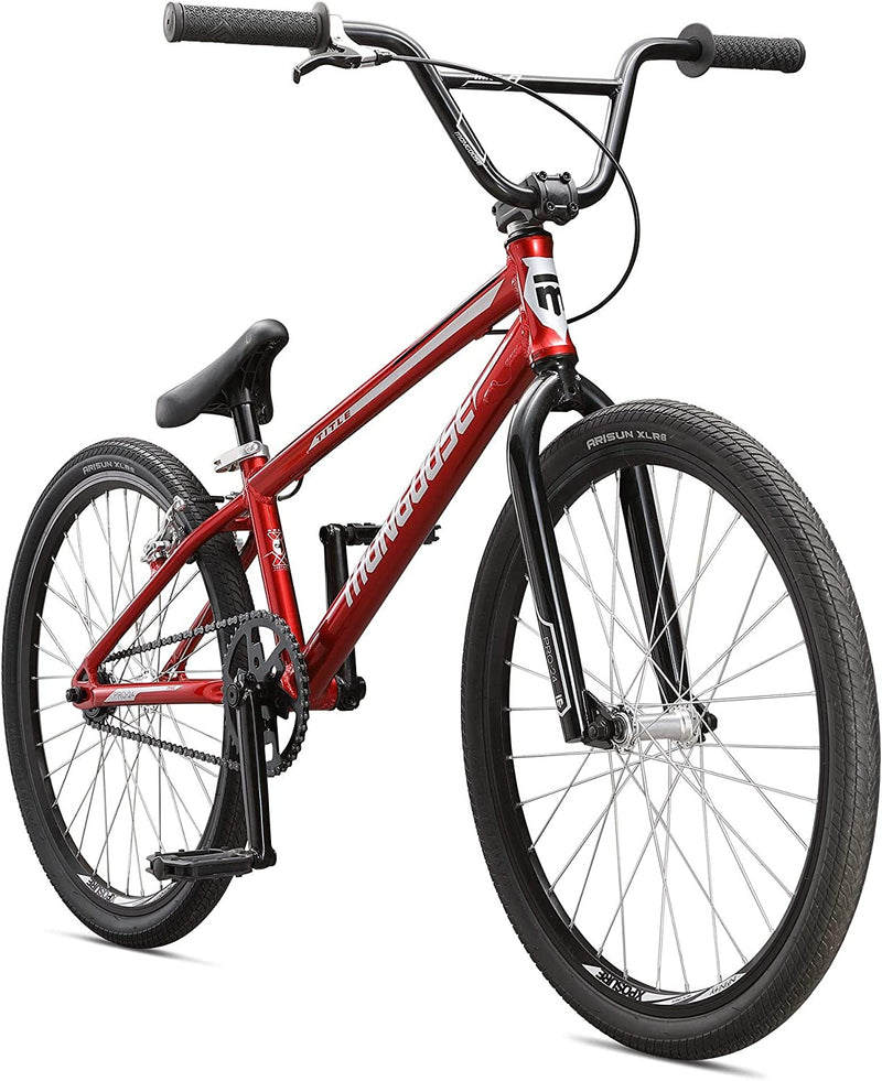 Mongoose Title BMX Race Bike with 20 or 24-Inch Wheels in Red or Black, Beginner or Returning Riders, Featuring Lightweight Tectonic T1 Aluminum Frame and Internal Cable Routing