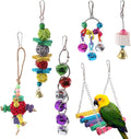 Hilitchi 6 Pcs Birds Toys Hanging Hammock Bell Swing Chewing Toys for Parrots, Parakeet, Conure, Cockatiel, Mynah, Love Birds Small Parakeet Cages Decorative Accessories Animals & Pet Supplies > Pet Supplies > Bird Supplies > Bird Toys Hilitchi 6PCS  