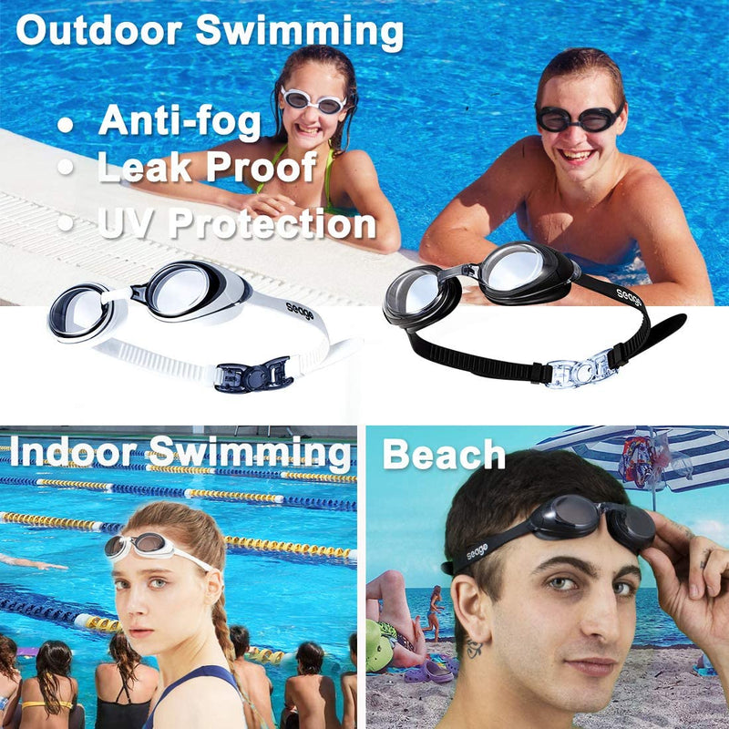 Swimming Goggles 2 Pack Anti-Fog Anti-Uv Silicone Swim Goggles Adult Women Men Sporting Goods > Outdoor Recreation > Boating & Water Sports > Swimming > Swim Goggles & Masks Seago   