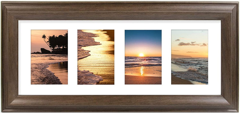 Golden State Art, 12X16 Collage Picture Frame - White Mat for 4-5X7 Photos - Real Glass - Landscape/Portrait Wall Display - Home Decor - Gift for Families, Students, Friends - Black Trim Gold