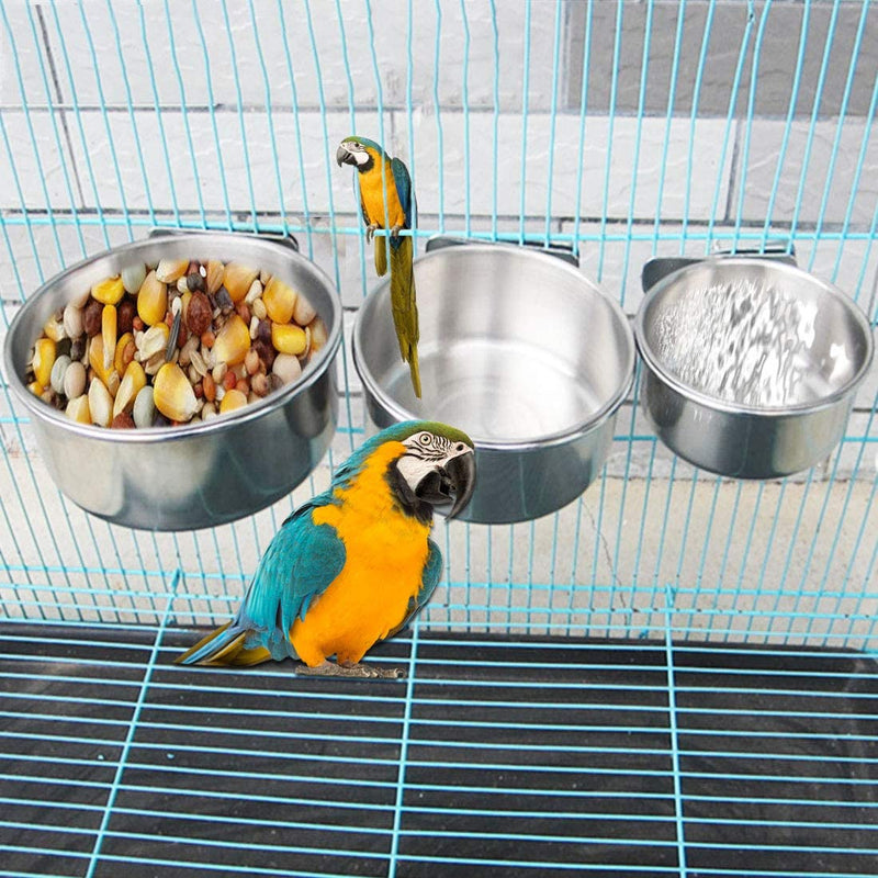 PINVNBY Bird Feeding Dish Cups Parrot Stainless Steel Food Water Dish Perch Stand Platform Paw Grinding Toy Feeder Cage Bowl with Clamp Holder for Budgies Parakeet Macaw Small Animal Chinchilla(5Pack) Animals & Pet Supplies > Pet Supplies > Bird Supplies > Bird Cage Accessories > Bird Cage Food & Water Dishes PINVNBY   