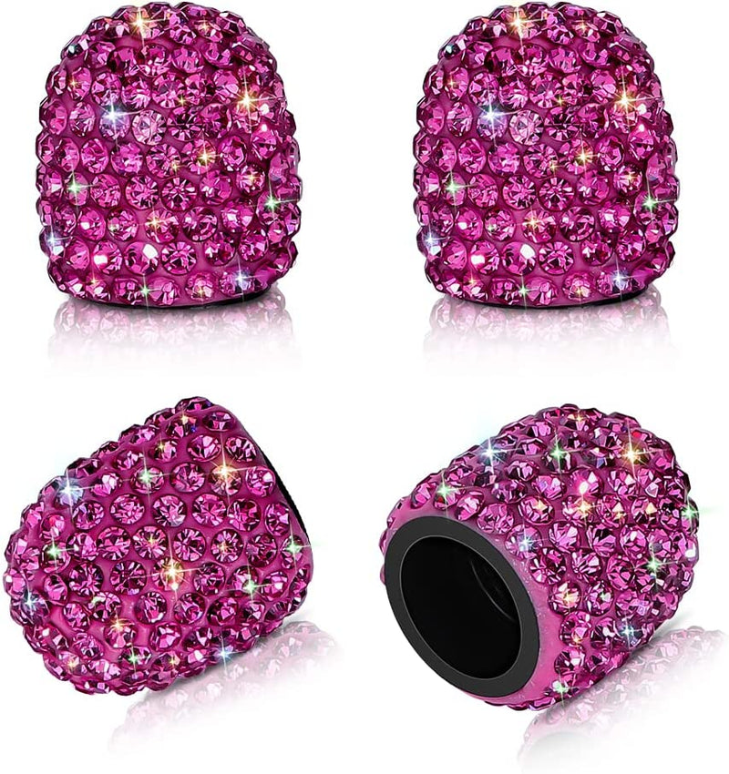 SAVORI Valve Caps, 4 Pack Handmade Crystal Rhinestone Tire Caps, Attractive Dustproof Accessories for Car (Pink) Sporting Goods > Outdoor Recreation > Winter Sports & Activities SY-XZQM Fuchsia  