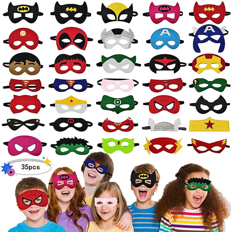 Superhero Mask Set Superhero Party Favors for Kids 35 Pcs Birthday Party Favors Decorations, Children Masquerade Avengers Super Heroes Cosplay Supplies Apparel & Accessories > Costumes & Accessories > Masks Tensun   