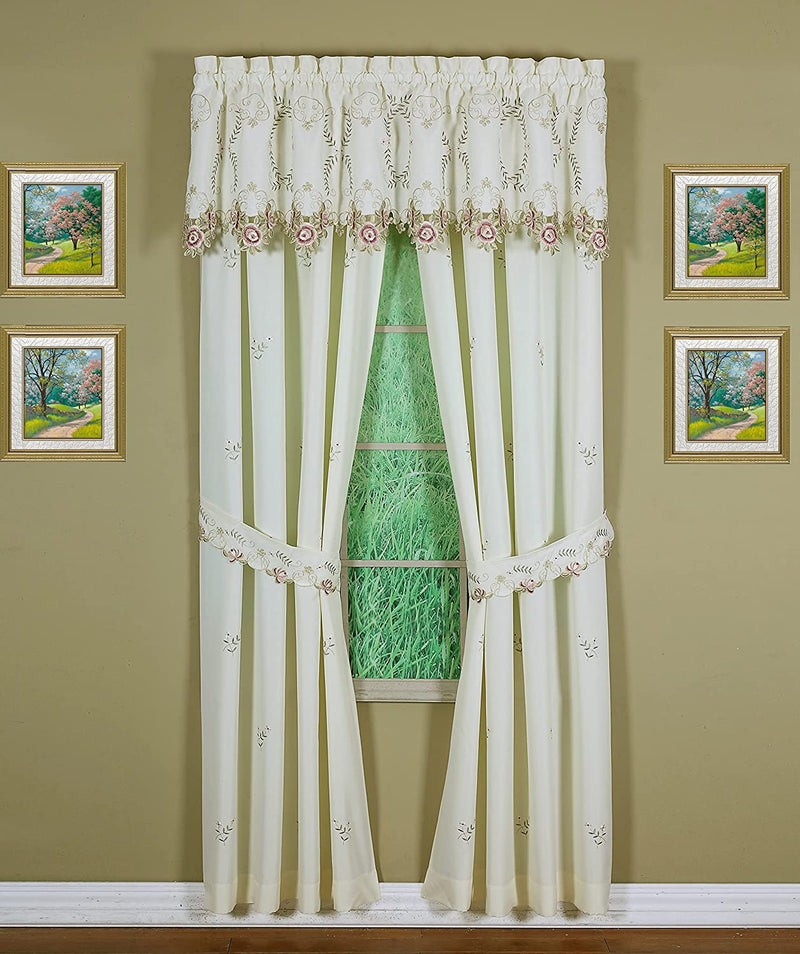 Today'S Curtain Verona Reverse Embroidery Tie-Up Shade, 63", Ecru/Rose Home & Garden > Decor > Window Treatments > Curtains & Drapes Today's Curtain Ecru/Rose Panel Pair 80"W X 84"L 