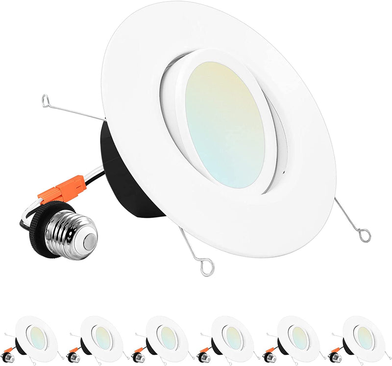 Luxrite 5/6 Inch Gimbal LED Recessed Lighting Can Lights, 11W=90W, 5 Color Selectable 2700K-5000K, CRI 90, Dimmable Adjustable LED Downlight, 1100 Lumens, Wet Rated, Energy Star, ETL Listed (4 Pack) Home & Garden > Lighting > Flood & Spot Lights Luxrite 6 Count (Pack of 1)  