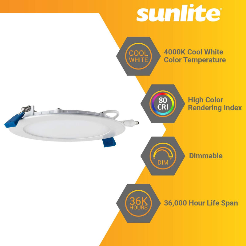 Sunlite 82077-SU LED round Slim Downlight Retrofit Fixture 6 Inch, 12 Watt, Dimmable, 850 Lumen, 1 Pack, 40K - Cool White Home & Garden > Lighting > Flood & Spot Lights Sunlite   