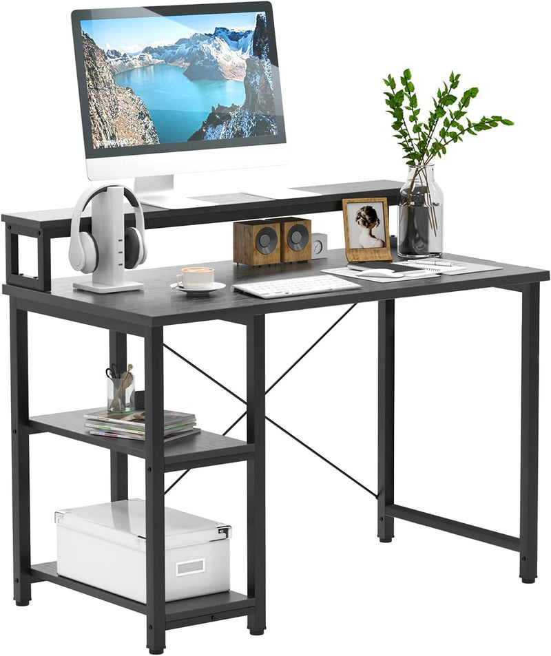 Soge 47 Inches Computer Desk with Storage Shelves Study Writing Desk Home Office Table Workstation Black,Hd-Sd02-B120 Home & Garden > Household Supplies > Storage & Organization soges   