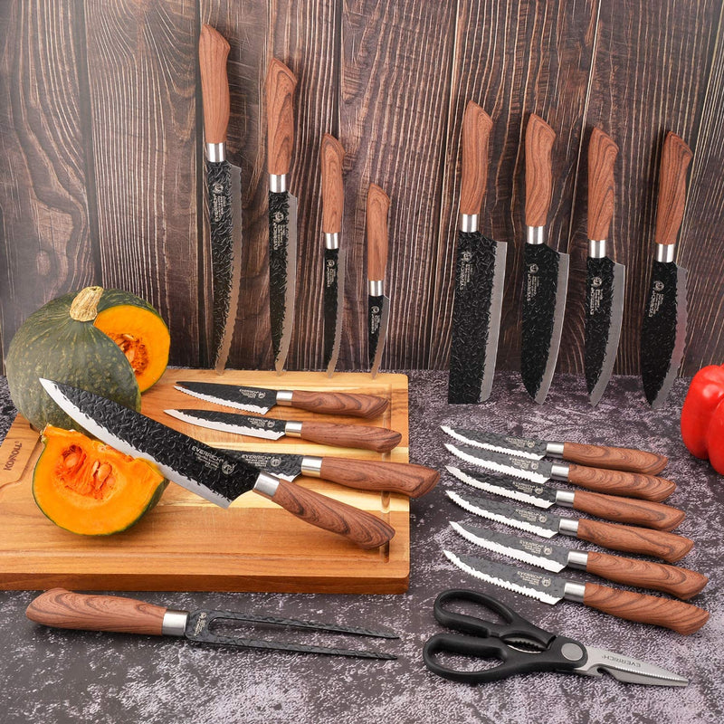 Knife Set, 20Pcs Kitchen Knives Set with Sheaths, Non-Stick Stainless Steel Chef Knife Set