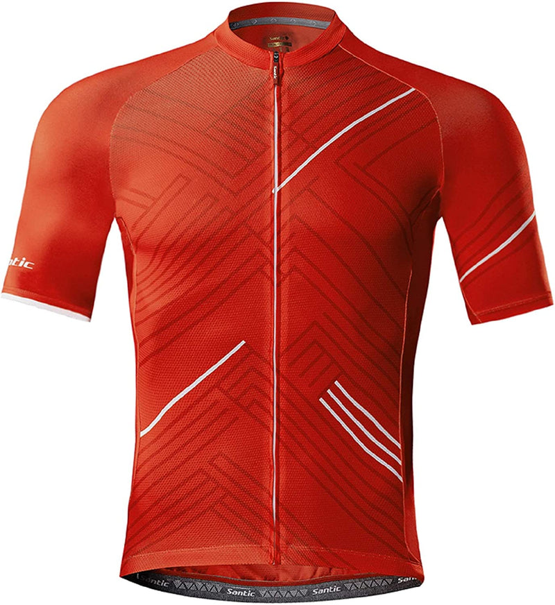 Santic Cycling Jersey Men'S Short Sleeve Tops Mountain Biking Shirts Bicycle Jacket with Pockets … Sporting Goods > Outdoor Recreation > Cycling > Cycling Apparel & Accessories Santic Basic Version-red-2167 Small 