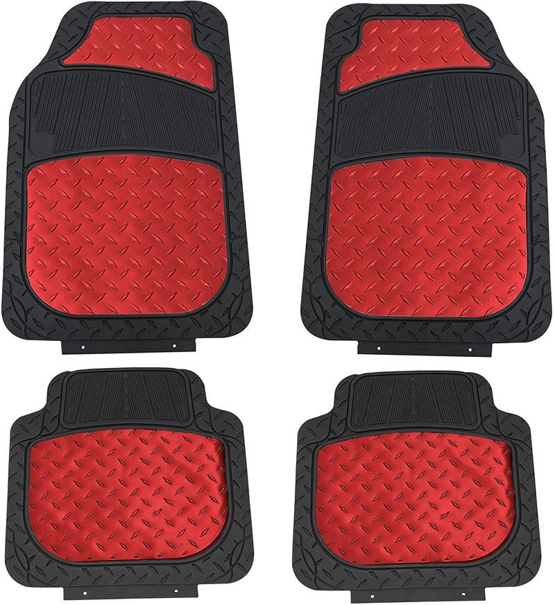 FH Group F11315RED Red Floor Weather Rubber Mats for Cars, Trucks, and SUVs, Universal Trim to Fit Design Vehicles & Parts > Vehicle Parts & Accessories > Motor Vehicle Parts > Motor Vehicle Seating FH Group Red  