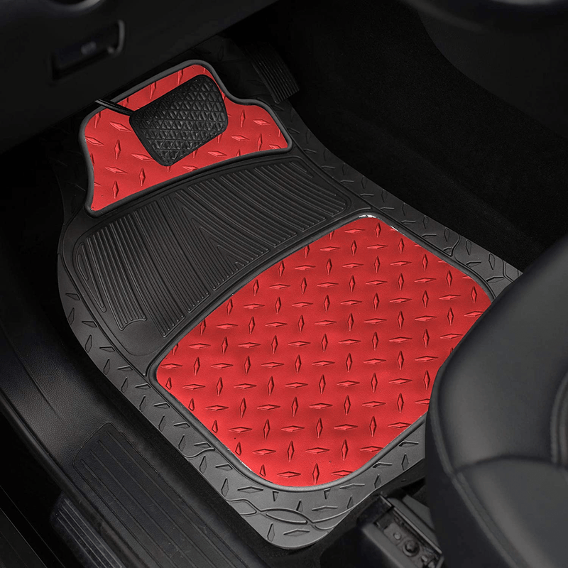 FH Group F11315RED Red Floor Weather Rubber Mats for Cars, Trucks, and SUVs, Universal Trim to Fit Design Vehicles & Parts > Vehicle Parts & Accessories > Motor Vehicle Parts > Motor Vehicle Seating FH Group   