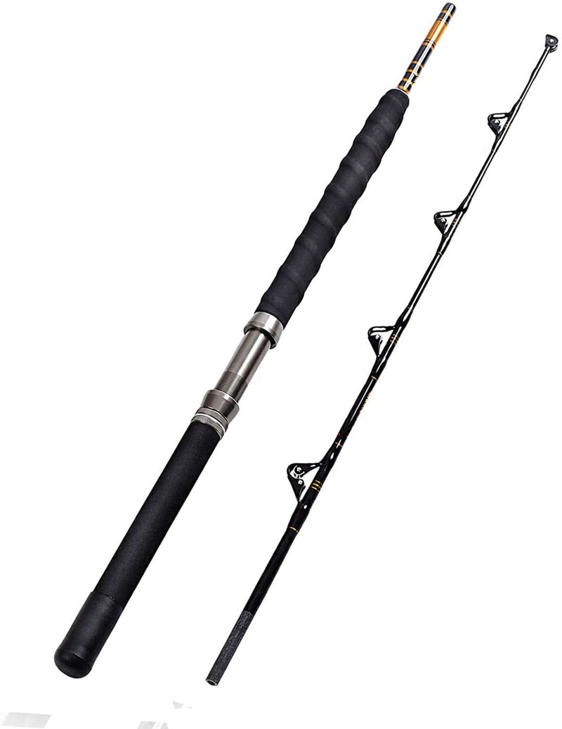 Fiblink 1-Piece/2-Piece Saltwater Offshore Heavy Trolling Rod Big Game Roller Rod Conventional Boat Fishing Pole with Roller Guides Sporting Goods > Outdoor Recreation > Fishing > Fishing Rods Fiblink 2 Piece--length: 5’6”  