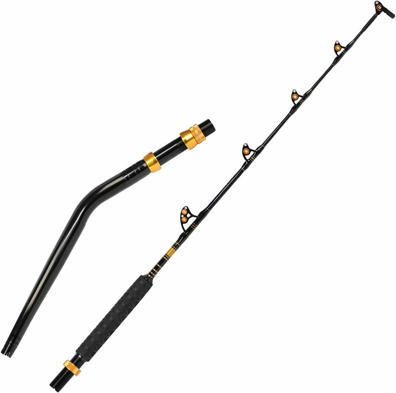 Fiblink Bent Butt Fishing Rod 2-Piece Saltwater Offshore Trolling Rod Big Game Roller Rod Conventional Boat Fishing Pole Sporting Goods > Outdoor Recreation > Fishing > Fishing Rods Fiblink Bent Butt-Length: 5’6"(SeaGuide)  