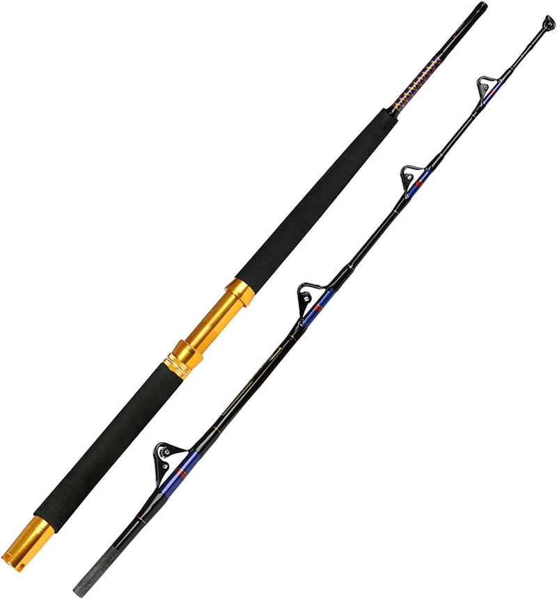 Fiblink Saltwater Fishing Trolling Rod 1 Piece/2 Piece Heavy Roller Rod Big Name Conventional Boat Fishing Pole with Roller Guides (30-50Lb/50-80Lb/80-120Lb,5'6"/6'6") Sporting Goods > Outdoor Recreation > Fishing > Fishing Rods Fiblink 2-Piece 5'6" 30-50lb  