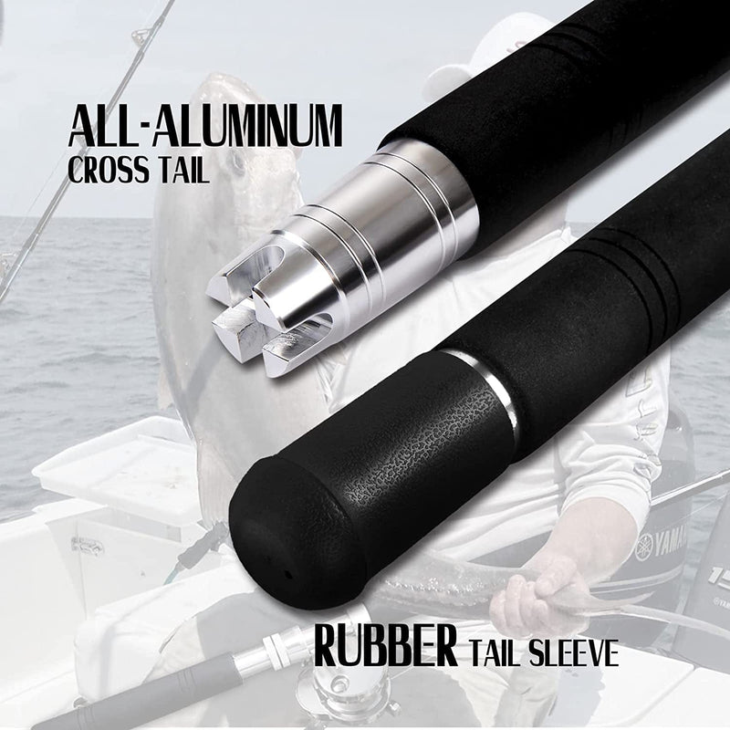 Fiblink Saltwater Offshore Heavy Trolling Fishing Rod Big Game Conventional Boat Fishing Roller Rod Pole with All Roller Guides (Heavy Power, 5-Feet 1-Inch) Sporting Goods > Outdoor Recreation > Fishing > Fishing Rods Fiblink   