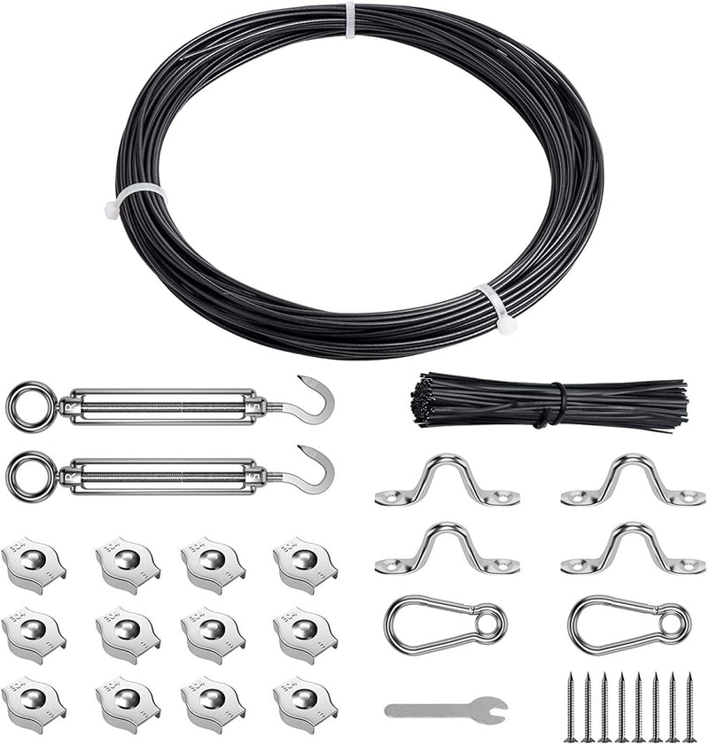 Fil-Fresh String Light Hanging Kit, 200Ft Stainless Steel Cable, Guide Wire for Outdoor String Lights, Patio Lights, Enough Hooks and Screws, Easy to Install Home & Garden > Lighting > Light Ropes & Strings Fil-fresh 60FT  