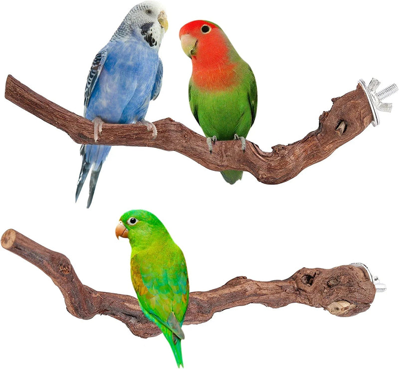 Filhome Bird Perch Stand Toy, Natural Wood Parrot Perch Bird Cage Branch Perch Accessories for Parakeets Cockatiels Conures Macaws Finches Love Birds (M: 10" Length) Animals & Pet Supplies > Pet Supplies > Bird Supplies > Bird Cages & Stands Timwaygo 2PCS 9.8"Length  