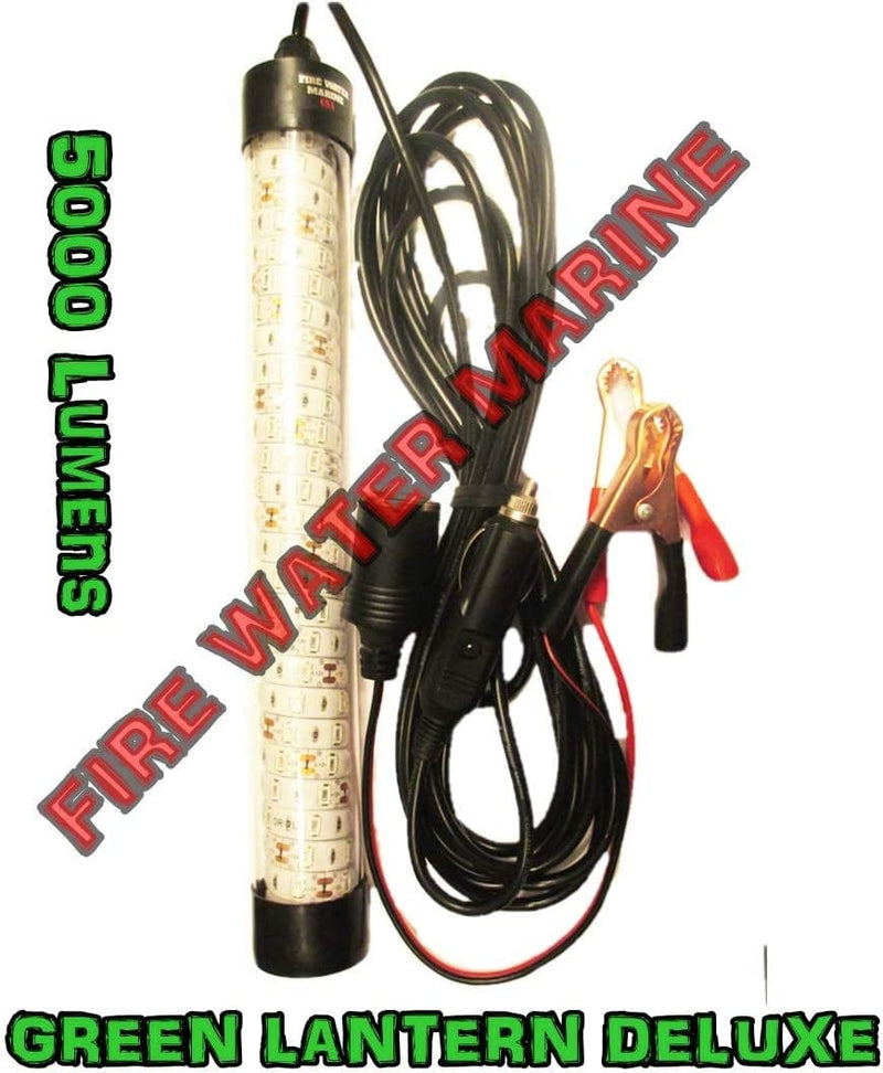 Fire Water Marine 12" INCH Green or White Deluxe Underwater Fishing Light 12V 60W 150 LED 5000 Lumen Submersible Fish Lamp with 15 Foot Cord Squid, Snook, Crappie, Shad, Shrimp Home & Garden > Pool & Spa > Pool & Spa Accessories Fire Water Marine   