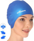 Firesara Swim Cap, Original Updated Swimming Cap 3D Ergonomic Design Comfortable Durable Ear Protection for Women Kids Men Adults Boys Girls for Long or Short Hair with Nose Clip and Ear Plugs Sporting Goods > Outdoor Recreation > Boating & Water Sports > Swimming > Swim Caps Firesara blue  