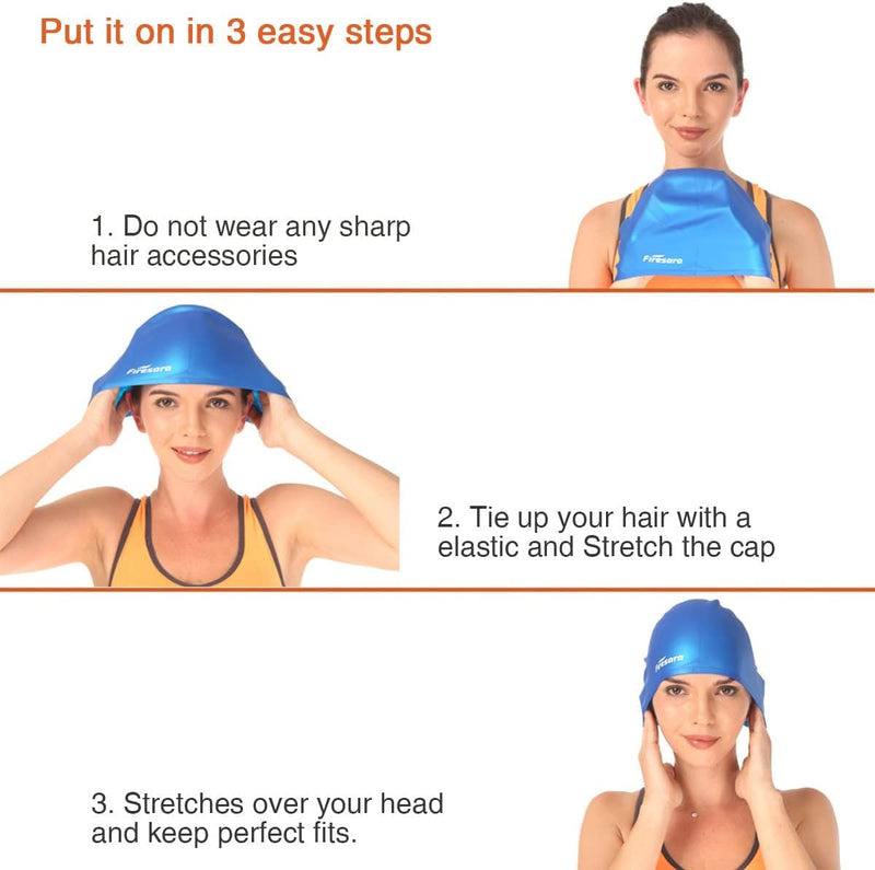 Firesara Swim Cap, Original Updated Swimming Cap 3D Ergonomic Design Comfortable Durable Ear Protection for Women Kids Men Adults Boys Girls for Long or Short Hair with Nose Clip and Ear Plugs Sporting Goods > Outdoor Recreation > Boating & Water Sports > Swimming > Swim Caps Firesara   