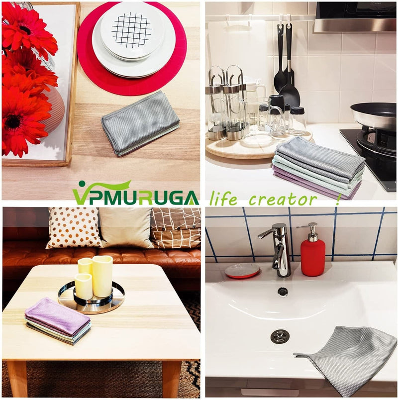 Fish Scale Streak Free Miracle Cleaning Cloth Easy Clean Nanoscale,Microfiber Window Mirror Glass Car Stainless Steel Cleaning Cloth,Lint Free Dish Cloth Wine Glass Polishing Towel,Reusable,Pack 6,Mix Home & Garden > Household Supplies > Household Cleaning Supplies OMLIFE   